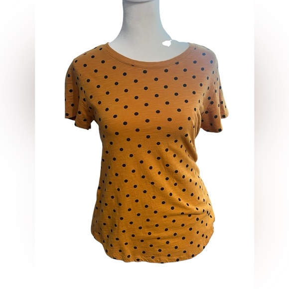 Old Navy Orange/Tan w/Black Polka Dots Short Sleeve Top - Small - Picture 3 of 8